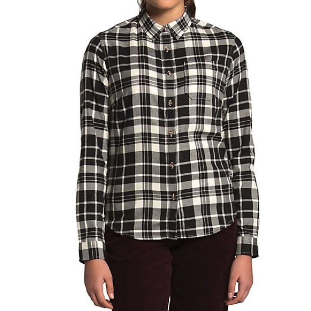 The North Face Women's Berkley Girlfriend Long‎ Sleeve Shirt Plaid Black Medium
